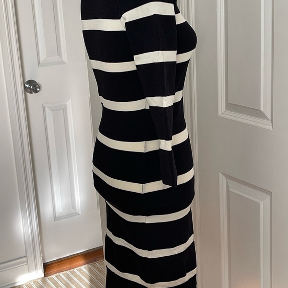Mango Suit Striped Women White And Black knit Body Dress Size XS - Picture 3 of 16
